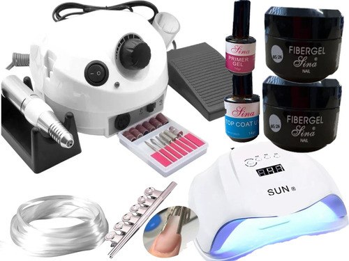 Kit Unhas Gel Acrigel Fibra Prep Bond Gel Led Uv Top Coat 