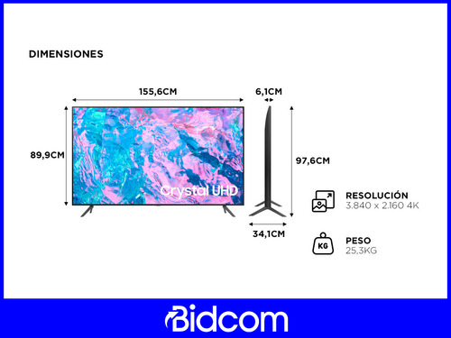 Smart Tv De 70 Samsung Cristal Uhd 4k Pantalla Cristal