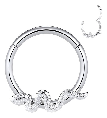 Aro MODLOVER PIERCING Clicker Snake de acero quirúrgico plateado