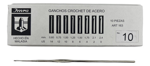 10 Ganchos Crochet De Acero Imra # 10 = 1.00 Mm