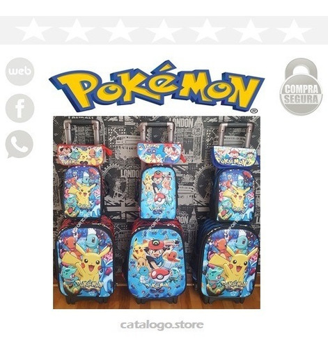 Pokemon Mochilas (pack Mochila Ruedas, Lonchera, Cartuchera)