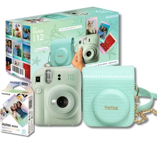 Câmera Instantânea Fujifilm Instax Kit Instax Mini 12 + 10 Films + Bolsa Mint Green