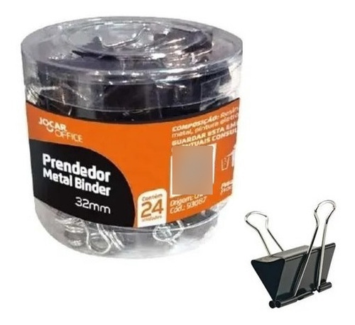 Prendedor Metal Binder 32 Mm Escritório - 2 Pts C. 24 Unid