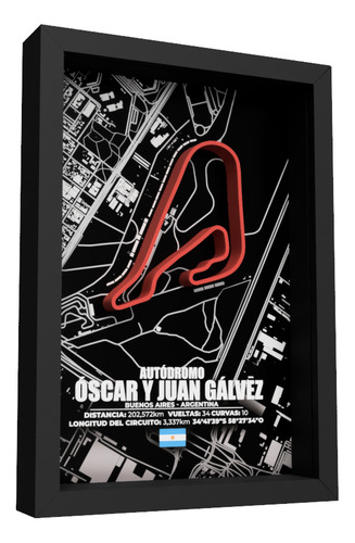 Cuadros Tc Turismo Carretera Circuitos Con Relieve 31x22,5cm Circuito N9 Ciudad Negro