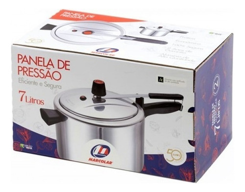 Panela De Pressão 7 Lts Polida Actual Marcolar Brilhante Cor Prateado