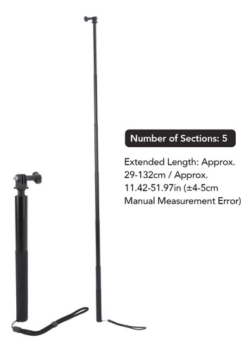 Cámara De Acción Extensible Selfie Stick De 1,3 Metros Para