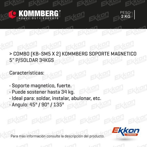 Imagen 2 de 9 de Kit 2 Escuadras Magnéticas Kommberg 5 PLG Para Soldar Imán