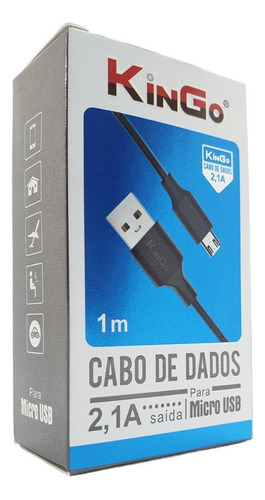 Cabo De Dados Usb V8 Kingo Preto 1m 2.1a Para Galaxy J2 Core