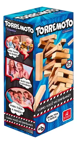 Jogo de Equilíbrio Torremoto 54 Peças Madeira Brincadeira de Cria...