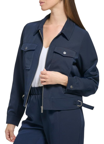 Chamarra Calvin Klein Original Mujer Casual Azul Blazer