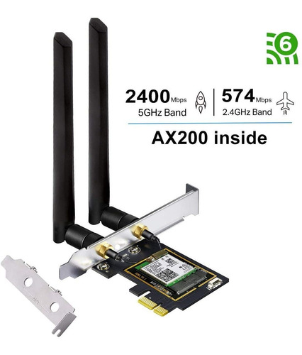 Placa Wifi 6 Ax200 Pcie Wifi Card 2974mbps Con Bluetooth 5.0