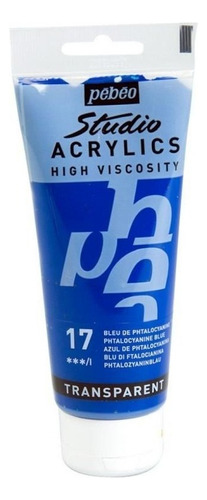 Tubo De Pintura Studio Acrílica Profesional Pebeo 100 Ml Color 17 Azul Phtalocyanina