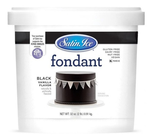 Fondant Cubierta Laminada Marca Satin Ice Color Negro