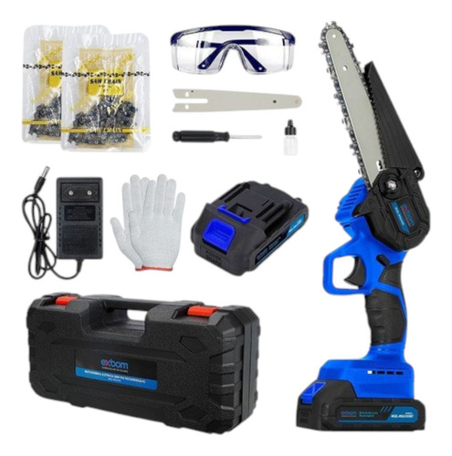 Motosserra Portátil Elétrica 6 Polegada 2 Bateria 1200w Mini Cor Azul