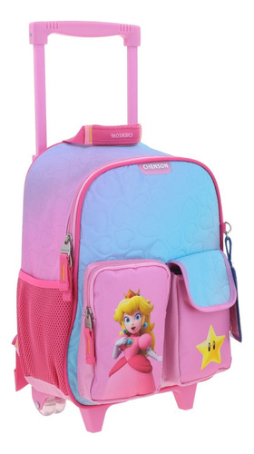 Kit Mochila Ruedas Kinder+lapicera Chenson Peach Kiut 2025 Rosa Claro Liso