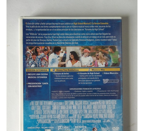 Película Dvd High School Musical 2 Versión Extendida Disney (Usado)