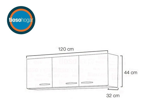 Imagen 4 de 10 de Alacena Blanca Cocina 3 Puertas Delos 120x32 Cm Mueble 1,20