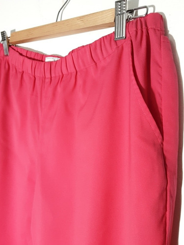 Imagen 4 de 10 de Pantalon Rosa Chicle Palazzo Corte Recto Y Bolsillos Talla S