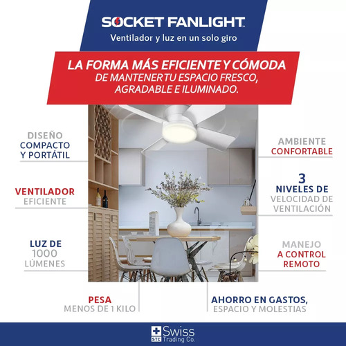 Lampara De Techo Con Ventilador Socket Fan Light