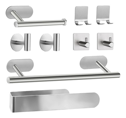 Juego De 9 Pizas De Accesorios De Baño Adhesis De Niquel Cep