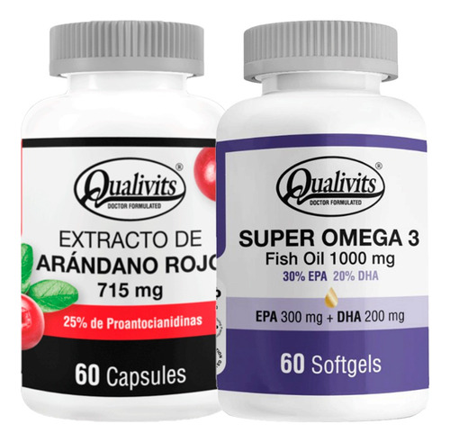 Extracto De Arándano Rojo + Super Omega 3 60caps. Qualivits Sabor Natural