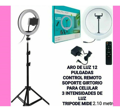 Imagen 3 de 4 de Aro De Luz N.12 Pulgadas + Control 3 Tonalidades Luz + Base