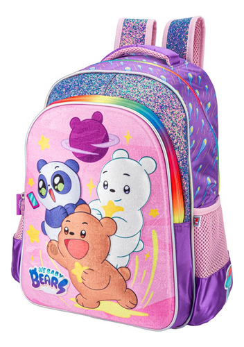 Mochila Escolar We Bare Bears Rosa/morado 34bp Color Rosa