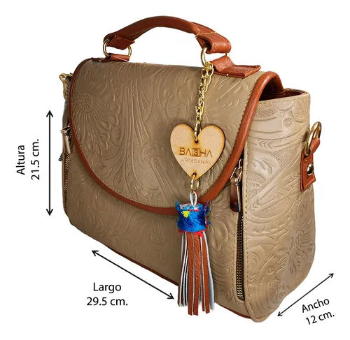 Bolsa De Piel Artesanal Cincelada Y Pintada A Mano Sofi 03