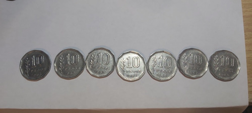 Lote Monedas Antiguas De 10 Pesos Argentinos 