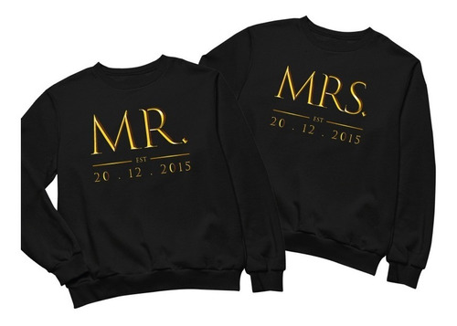 Dúo De Sudaderas Para Novios Pareja- Mr&mrs- Dorado 