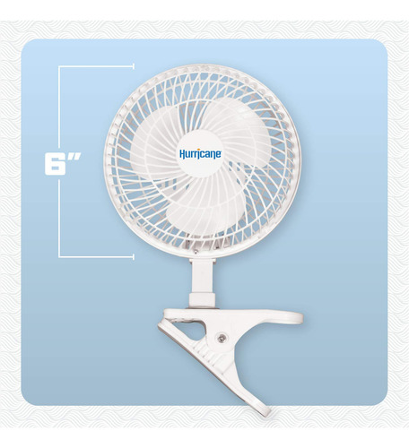 Clip Fan Hurricane Classic 15cm 2 Speed Portable White