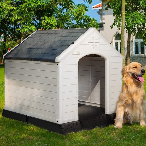 Casa Para Perros De Plastico De 34p Color Gris Marca Pukami