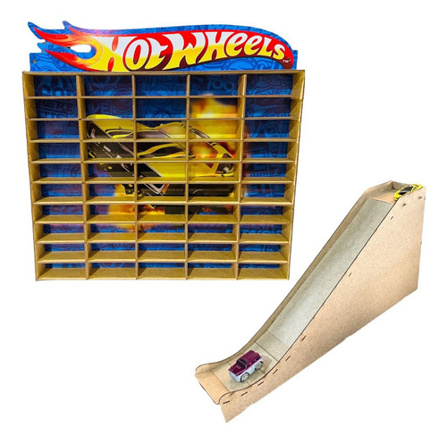 Porta Estante Hott Wheellss Para 50 Carrinhos + Rampa