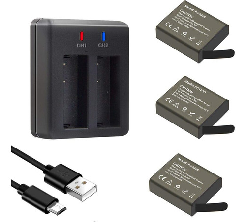 Pg1050 Camera Battery, With Usb Charger, 3 Batteries