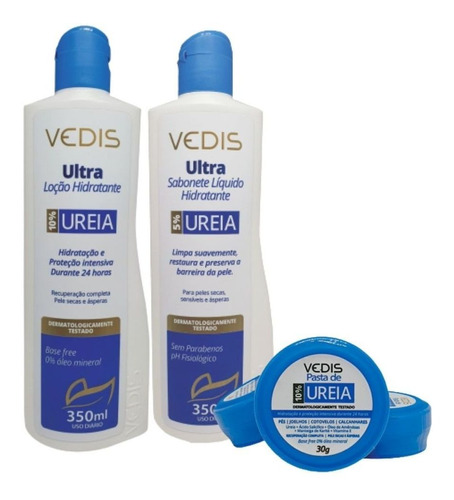 Kit Ultra Hidratante Ureia Vedis Sabonete Creme Pomada