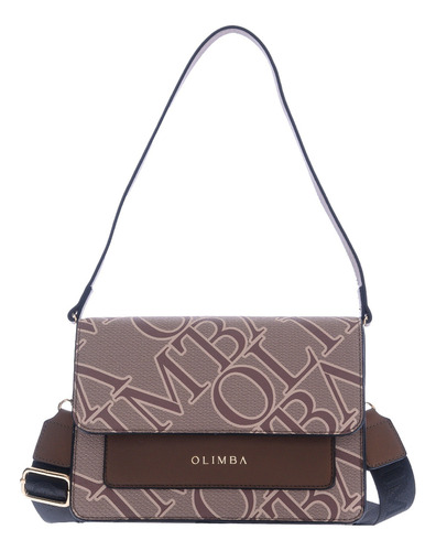 Bolsa Crossbody Olimba Formal Casual 9750 Marrón Claro Lisa Oro