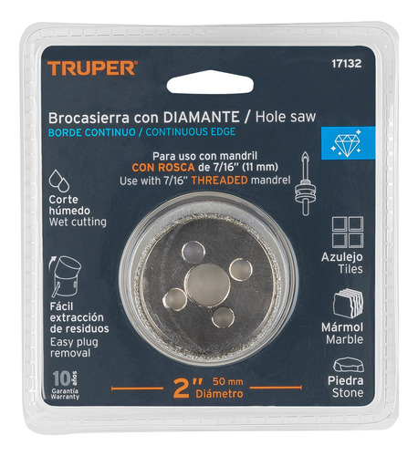 Copa Brocasierra Diamante 2 Pulgadas Borde Continuo Truper