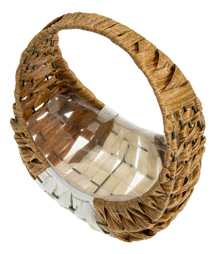 Cesta De Flores Portátil De Vime De Imitação De Decoração Po