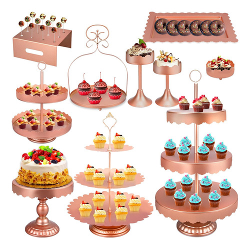 Suttmin Juego De 10 Soportes Redondos De Metal Para Cupcakes