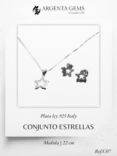 Conjunto Estrellas - Plata Ley 925 Italy