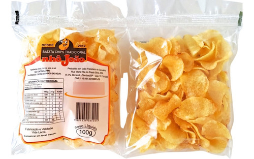 Batata Lisa Chips Tradicional Nhô João Pcte. 05 Unid. 100gr
