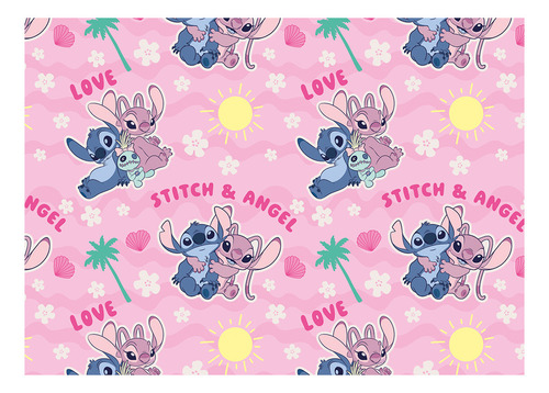 Papel Couché Para Envolver Stitch Love (25 Pack) Color Rosa