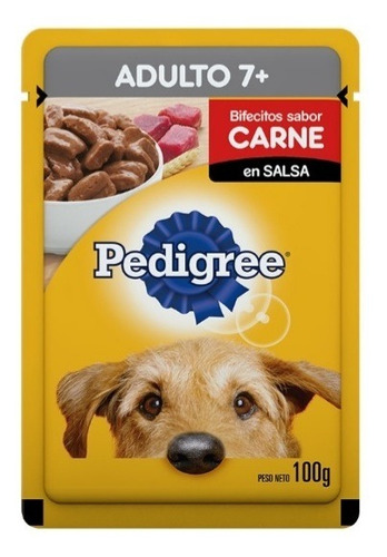 Pedigree Pouch Perro Adulto +7 Años Carne 100gr X 12 Unid.