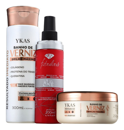 Ykas Kit Shampoo E Máscara Verniz E All In One