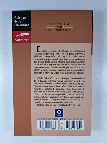 Almacén De Antigüedades, De Charles Dickens. Editorial Edimat, Tapa Blanda En Español