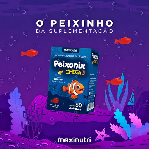 Peixonix Ômega3 Infantil Sabor Mastigável 400mg 60 Cápsulas Cereja