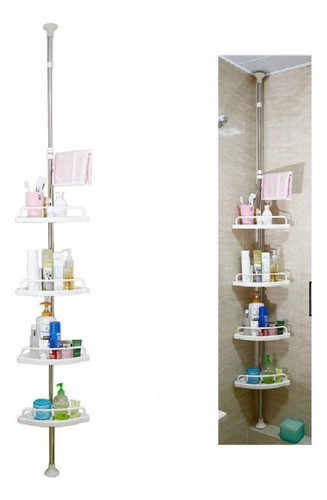 Organizador Esquinero Para Baño Ajustable Hasta 2.75 Mt Alto Color Blanco Color Del Mueble Blanco