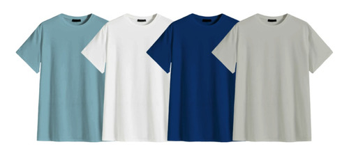 Kit De 4 Playeras Oversize Algodón Peinado Varios Colores