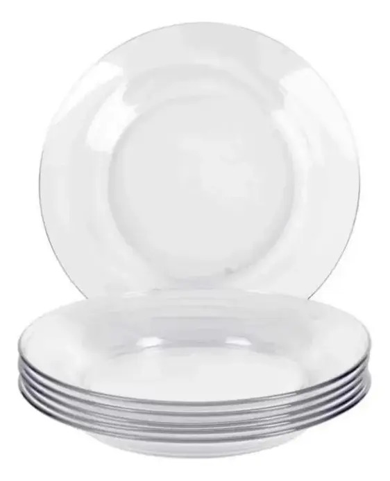 Kit Jogo De Pratos Liso Fundo 6 Unidades Restaurante Buffet