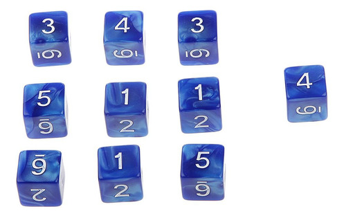 10 Piezas Juguetes De De Dados De 6 Azul Azul Azul 16 Mm